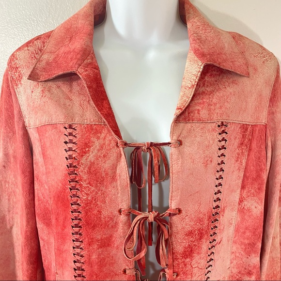 Ursula Mascaro Menorca Red Tie Collared Jacket - Picture 2 of 10